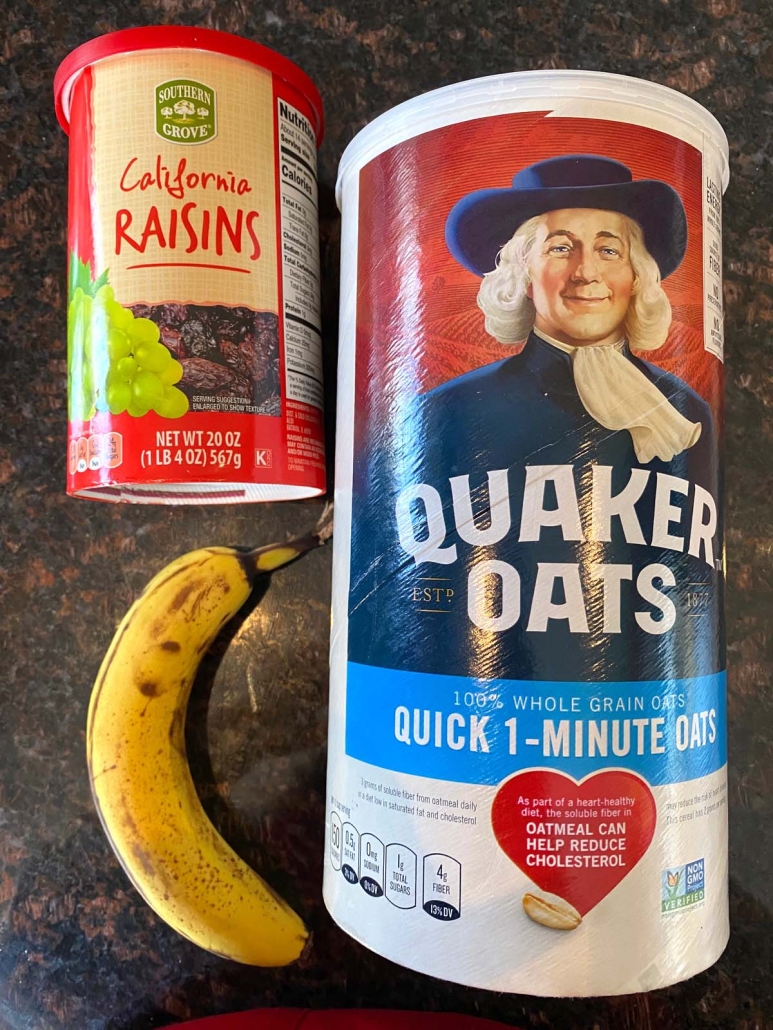 ingredients for banana cookies with oats