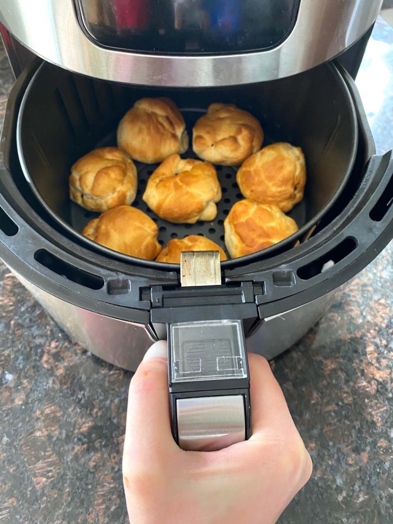 air fryer opened to show air fried oreos