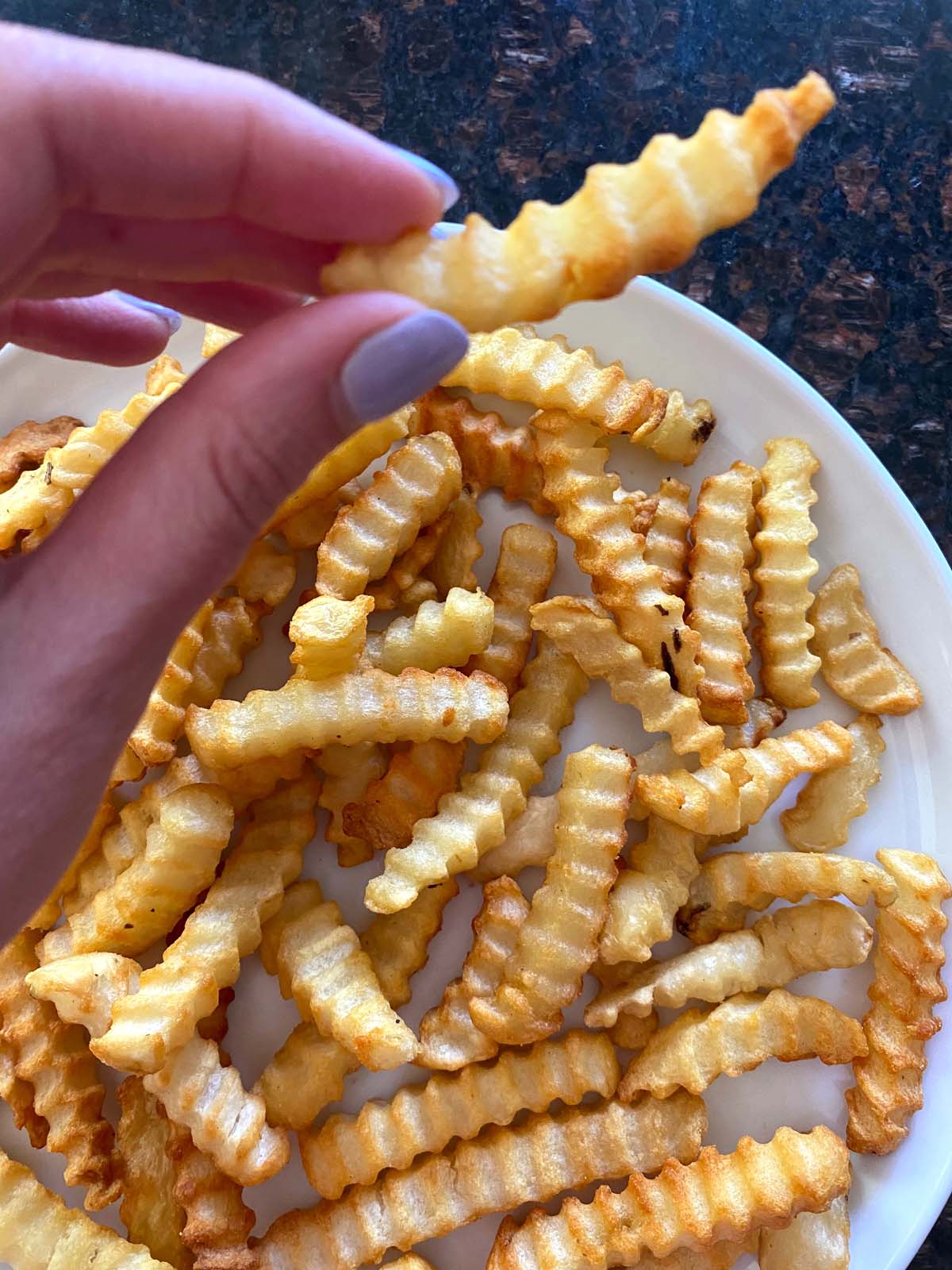 Frozen Crinkle Fries in Air Fryer - always use butter