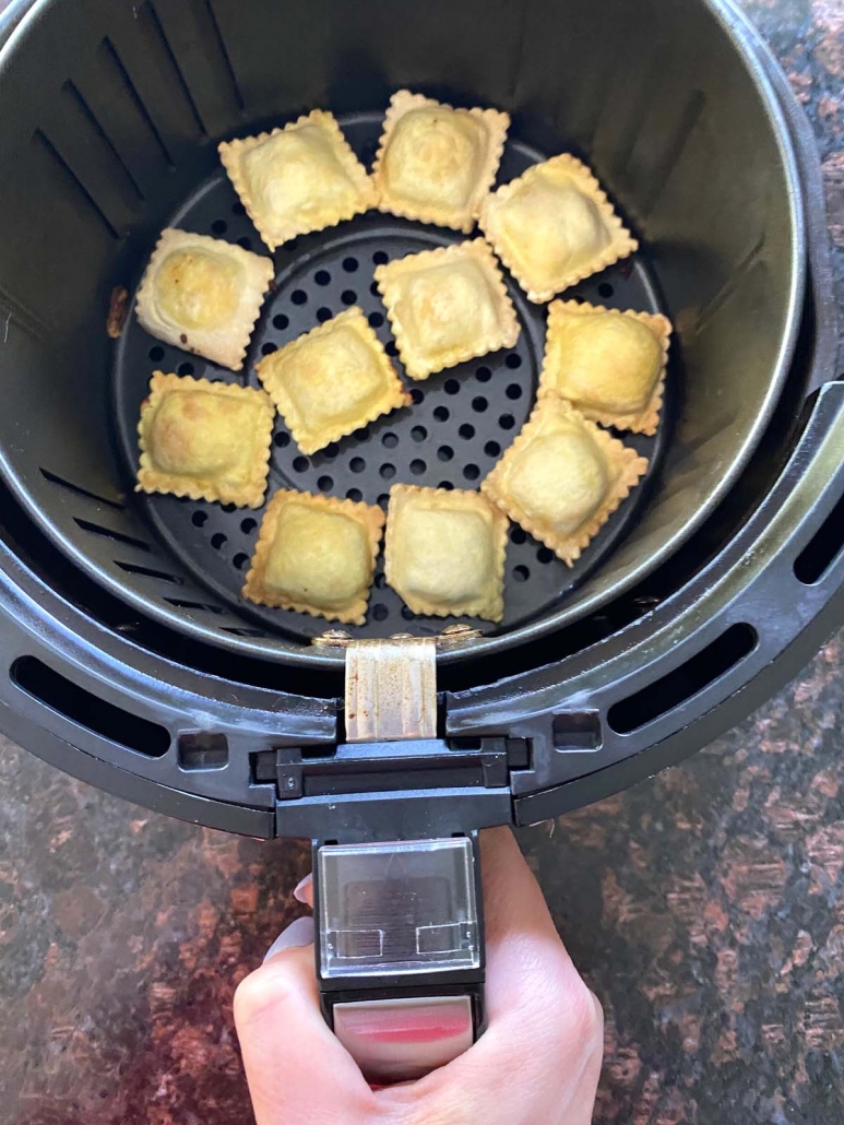 air fried ravioli in cooking basket