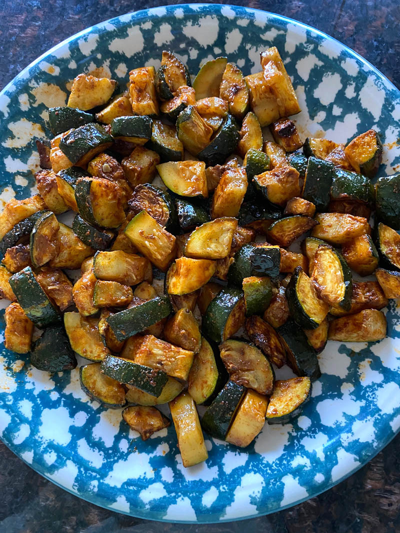 Plate of spicy zucchini.