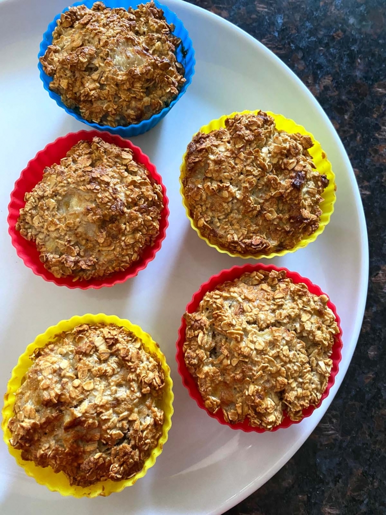 Banana Baked Oatmeal Cups on a plate