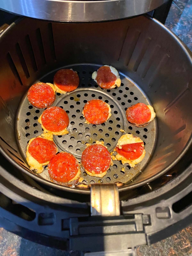 Pepperoni Cream Cheese Bites In Air Fryer basket