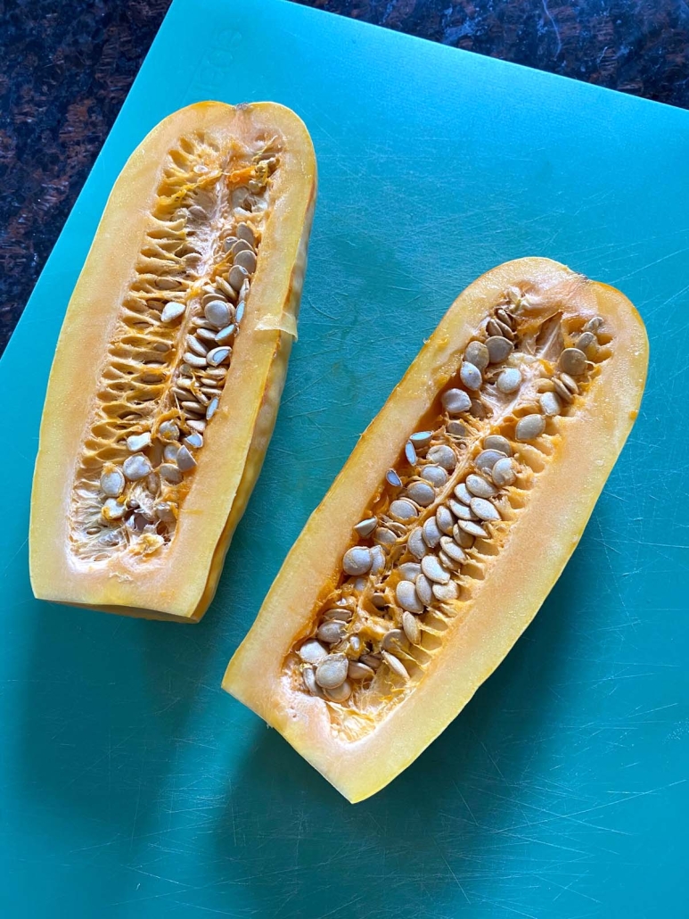 cutting delicata squash