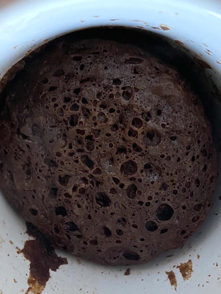 close-up of gluten-free chocolate mug cake