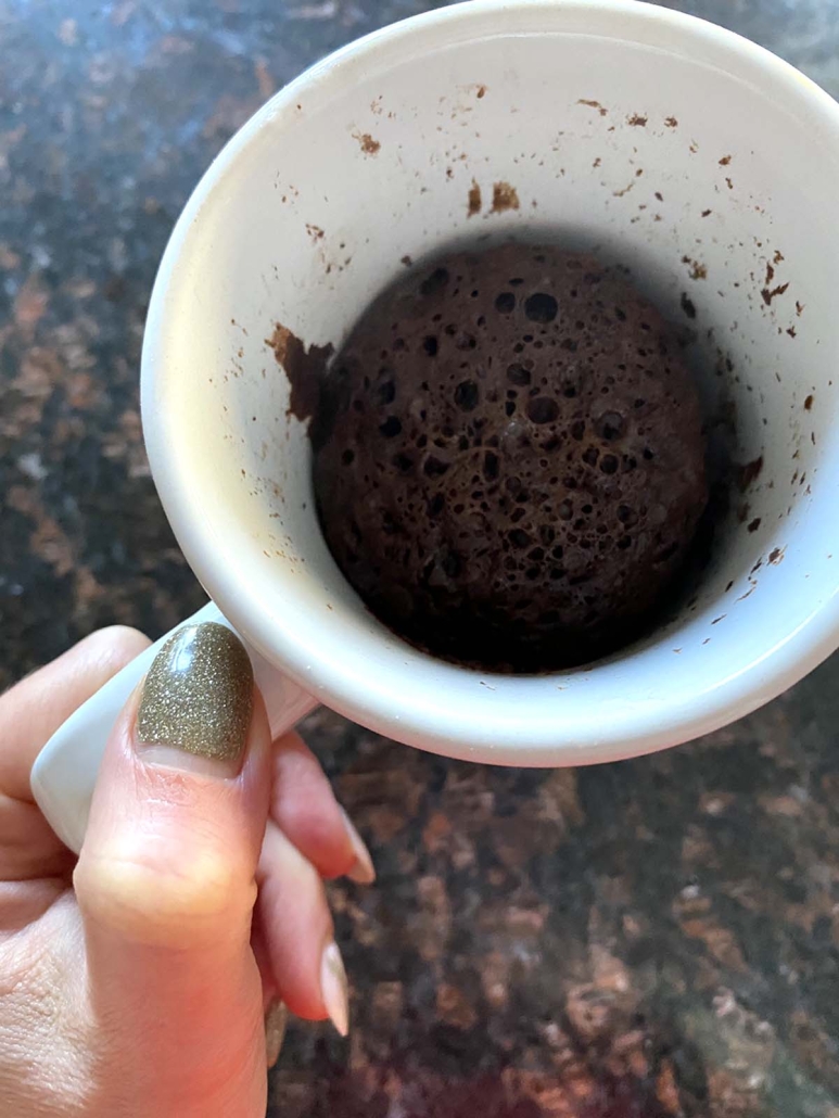 chocolate cake in a mug