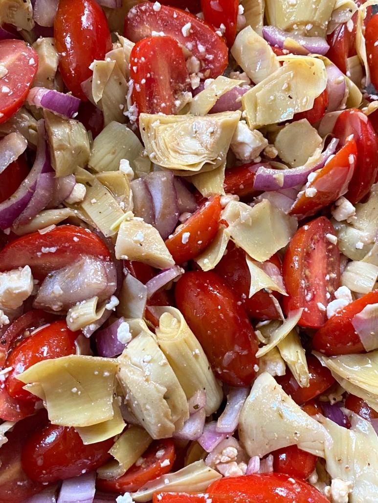 close-up of artichoke salad