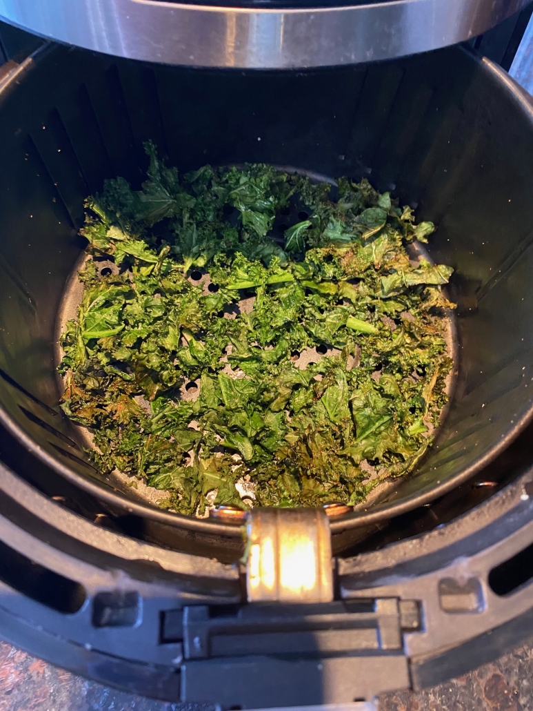 Umami Kale Chips in the Air Fryer Rotisserie Basket