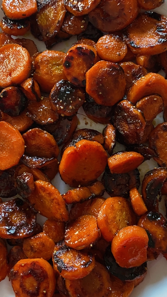 close-up of sauteed carrots