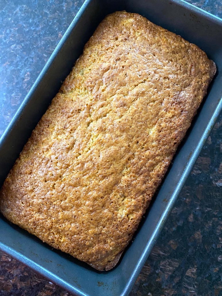 golden brown top of Bisquick Banana Bread