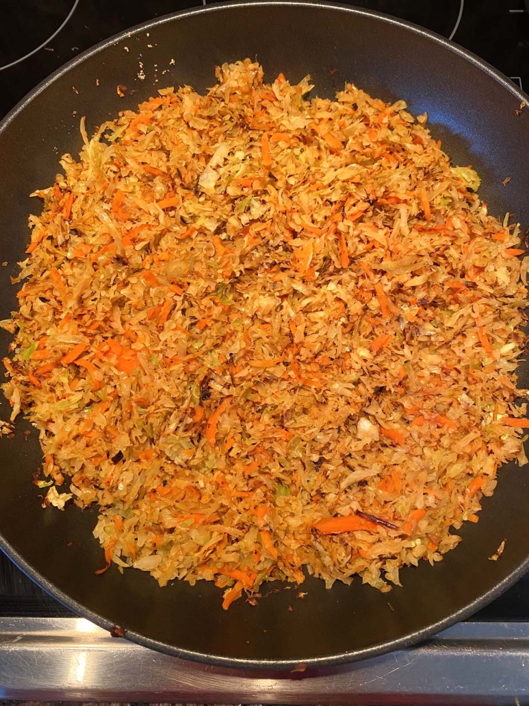 sauteing cabbage and carrots