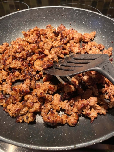 cooking ground sausage on stovetop