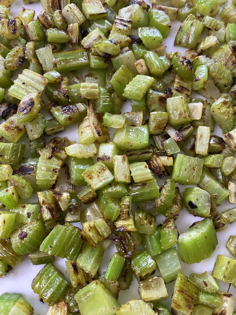 seasoned, Sauteed Celery on a plate