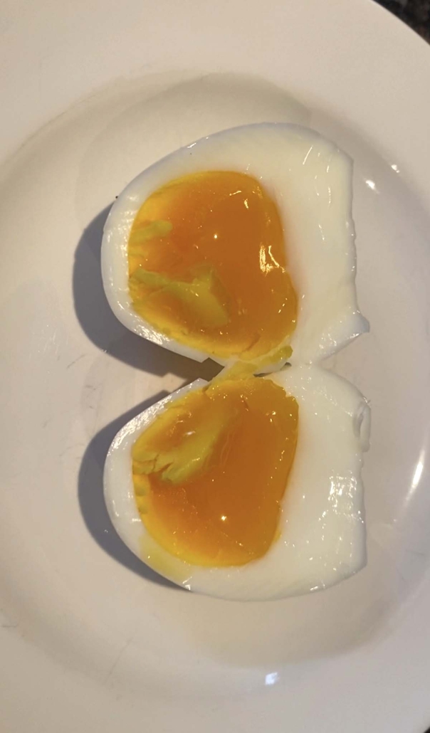 soft boiled egg cut in half