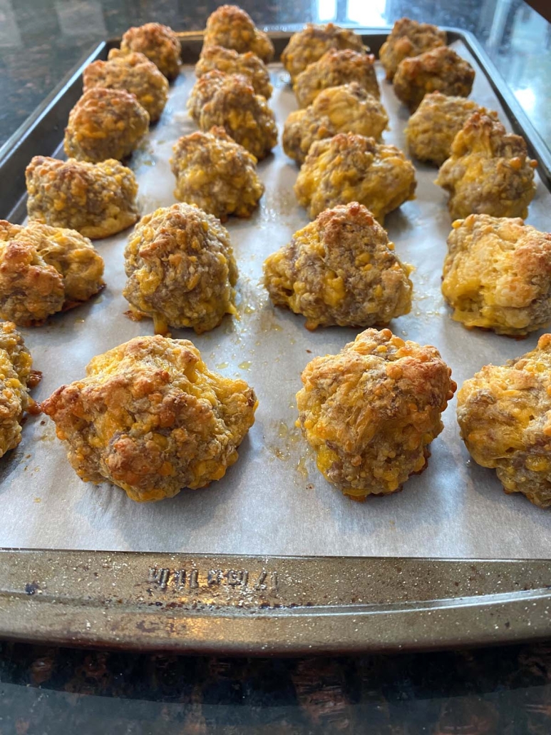 baking sheet of Bisquick Sausage Balls