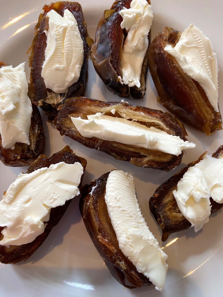 fresh dates stuffed with cream cheese