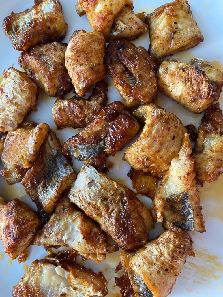 close-up of seasoned Baked Catfish Nuggets