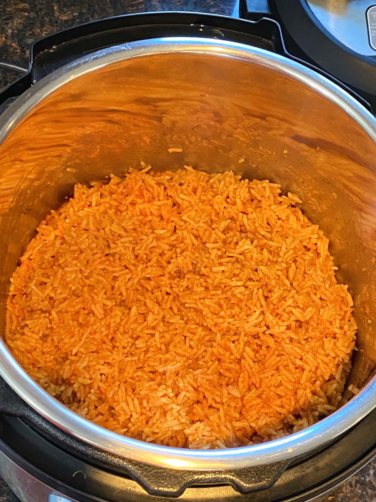 Cooked Mexican rice in the Instant Pot. 