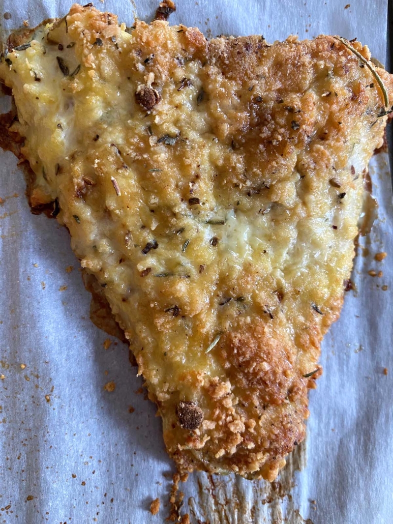 close-up of Parmesan Crusted Cod Fish