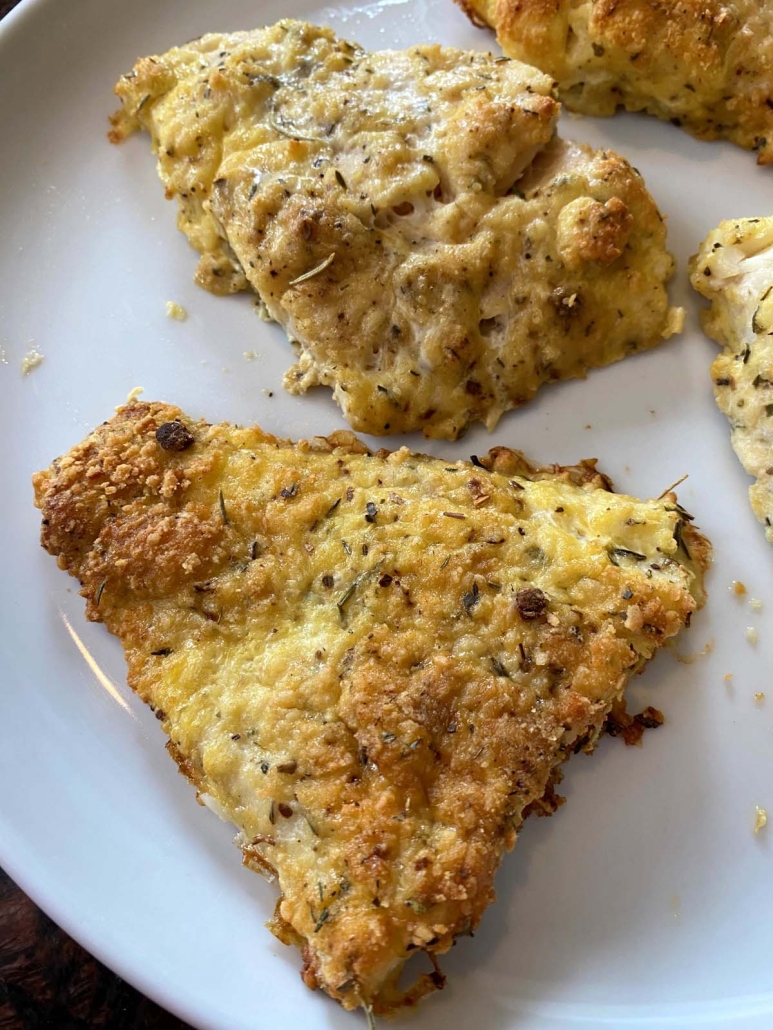 fillets of cod coated in parmesan cheese