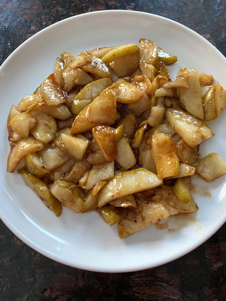 seasoned, sautéed pears on a plate