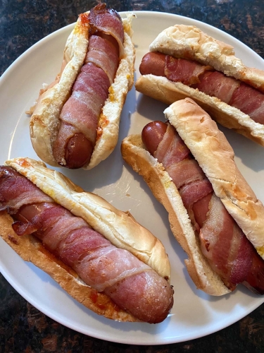 Air Fryer Bacon Wrapped Hot Dogs (10)