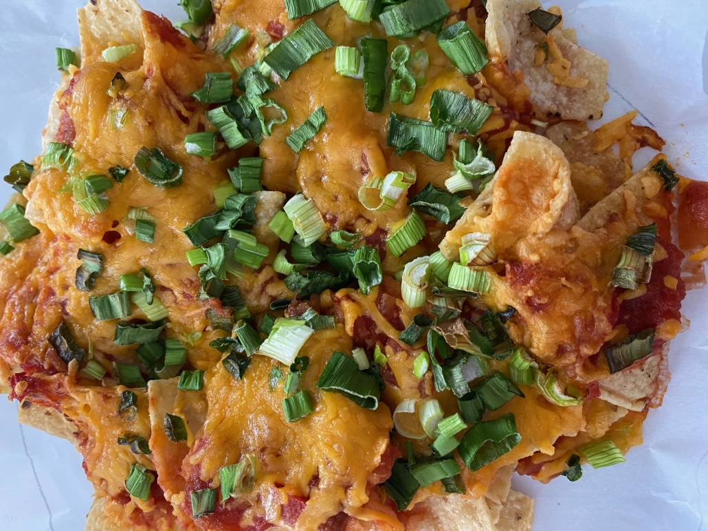 Air Fryer Nachos laid out for serving