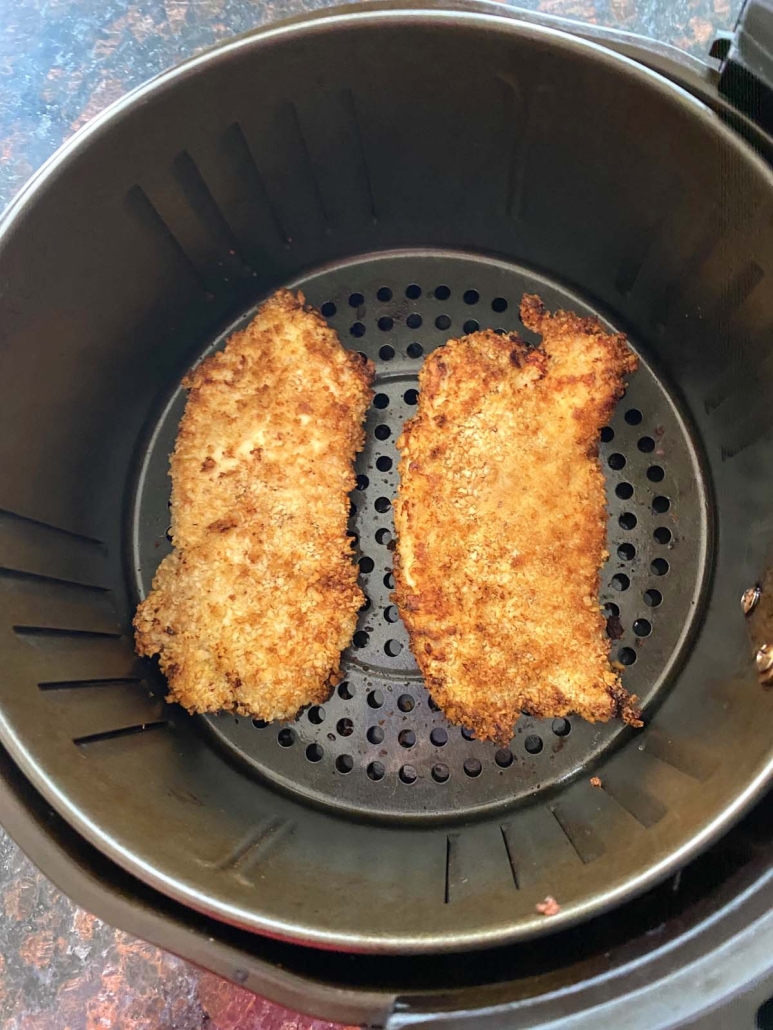 crispy panko chicken cooking in air fryer