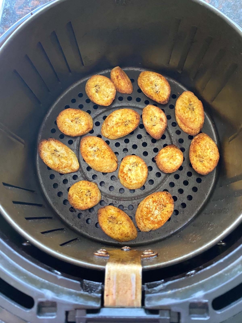 Air Fryer Plantains in air fryer basket