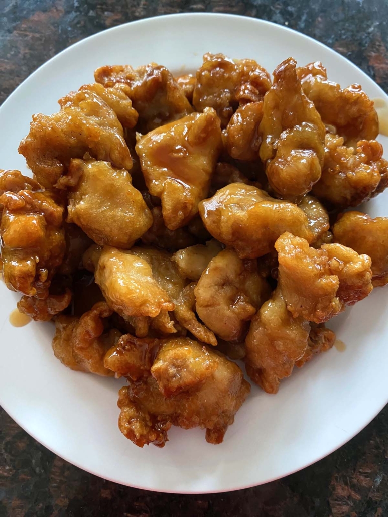 plate of Air Fryer Trader Joe’s Orange Chicken