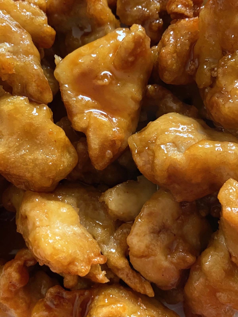 close-up of easy recipe Air Fryer Trader Joe’s Orange Chicken