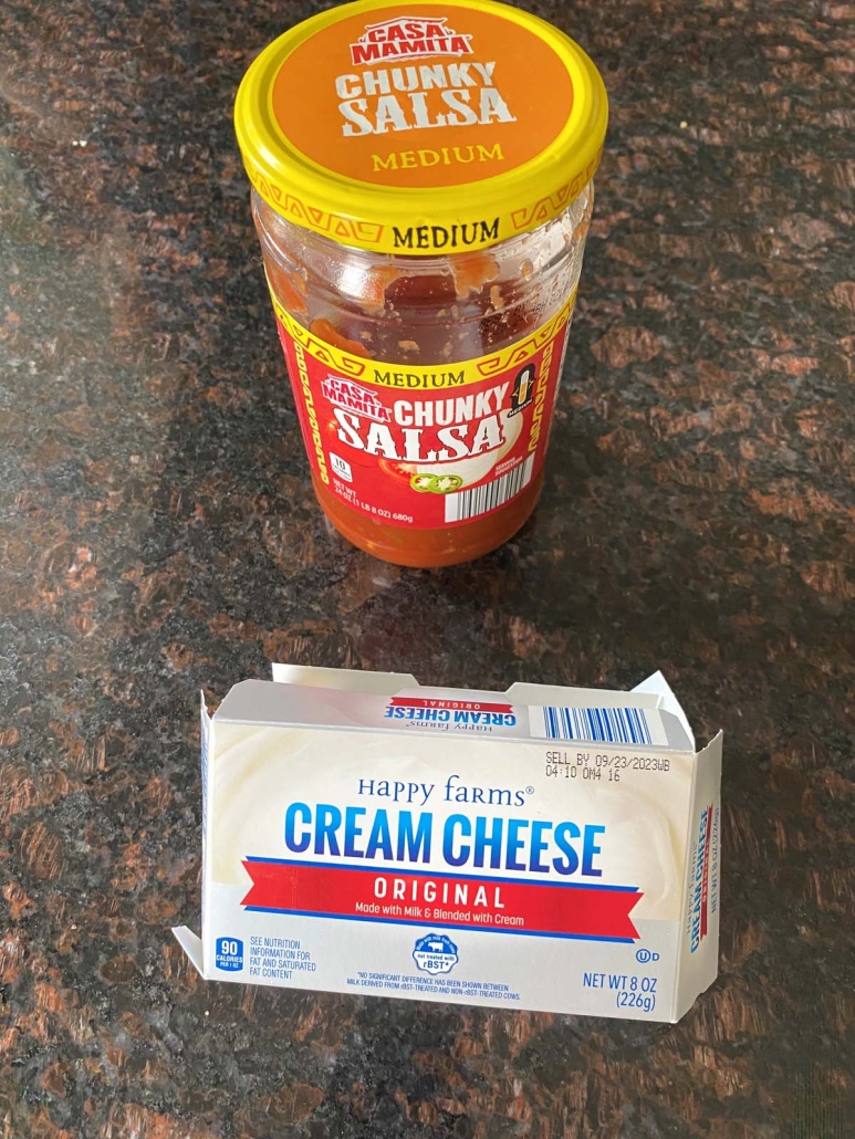 ingredients for Cream Cheese And Salsa Dip