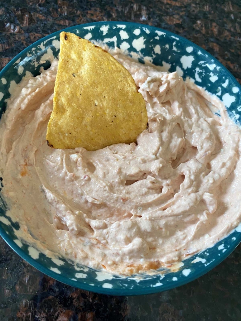 tortilla chip in Cream Cheese And Salsa Dip