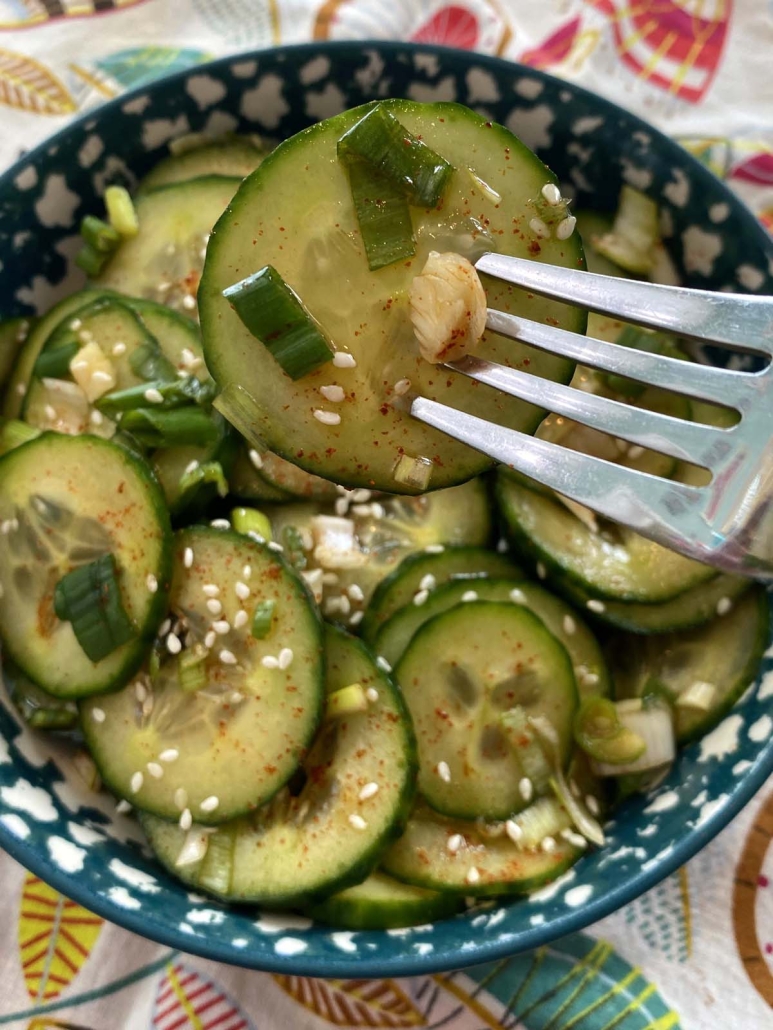 Korean Cucumber Salad with homemade dressing