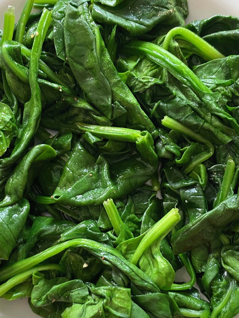 seasoned, steamed spinach