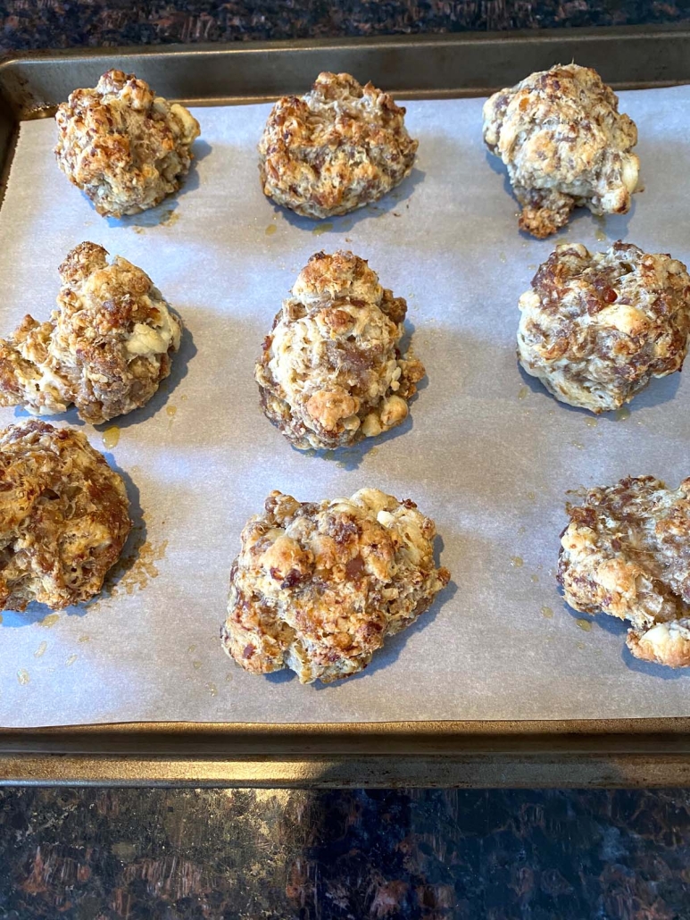 Sausage Balls With Cream Cheese baking in the oven