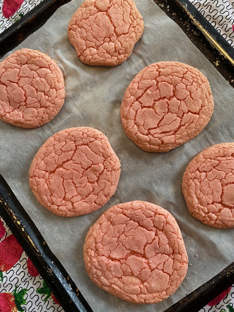 strawberry cake mix cookies made with just 3 ingredients