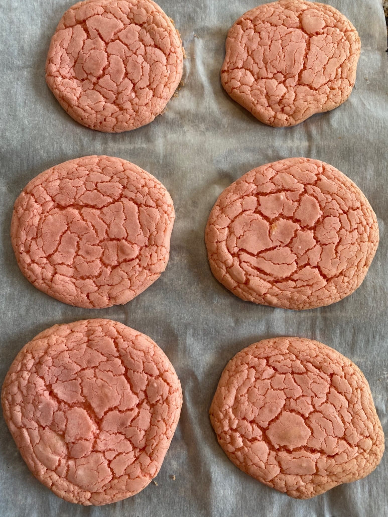 freshly baked strawberry cake mix cookies