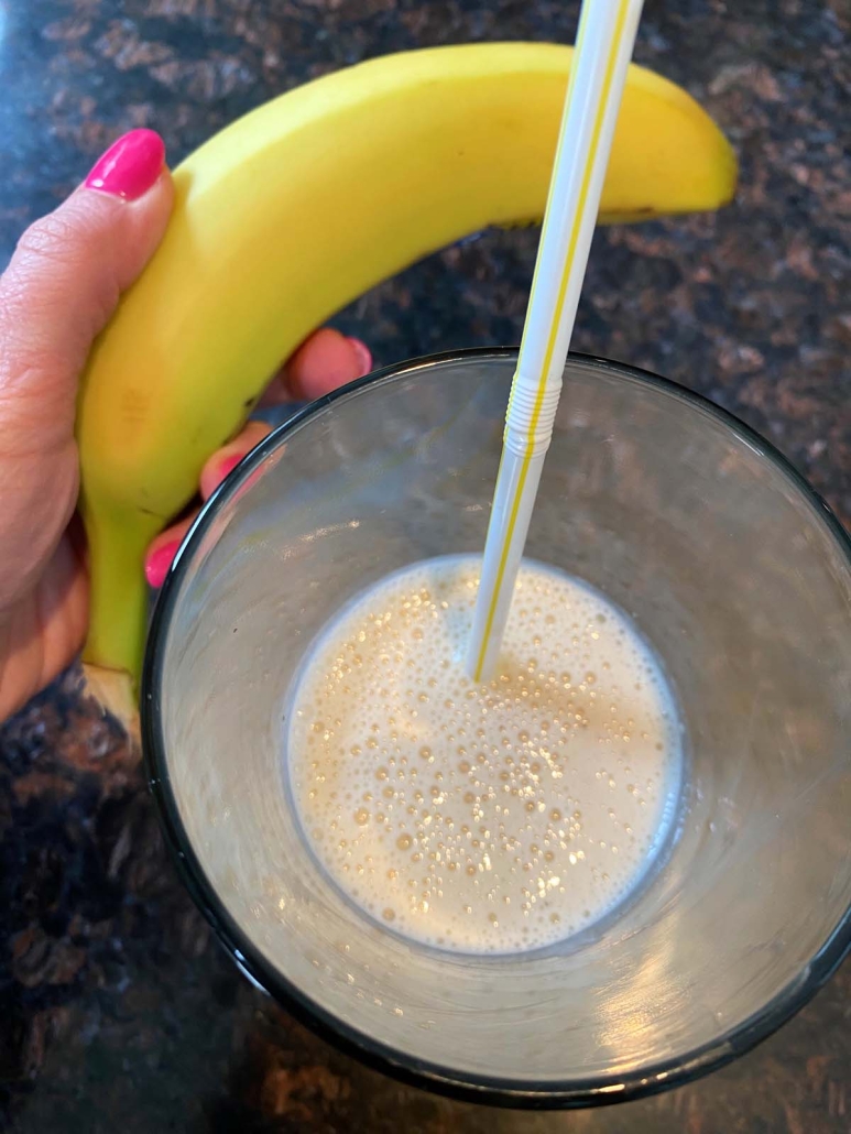 frosty Banana Milkshake next to banana