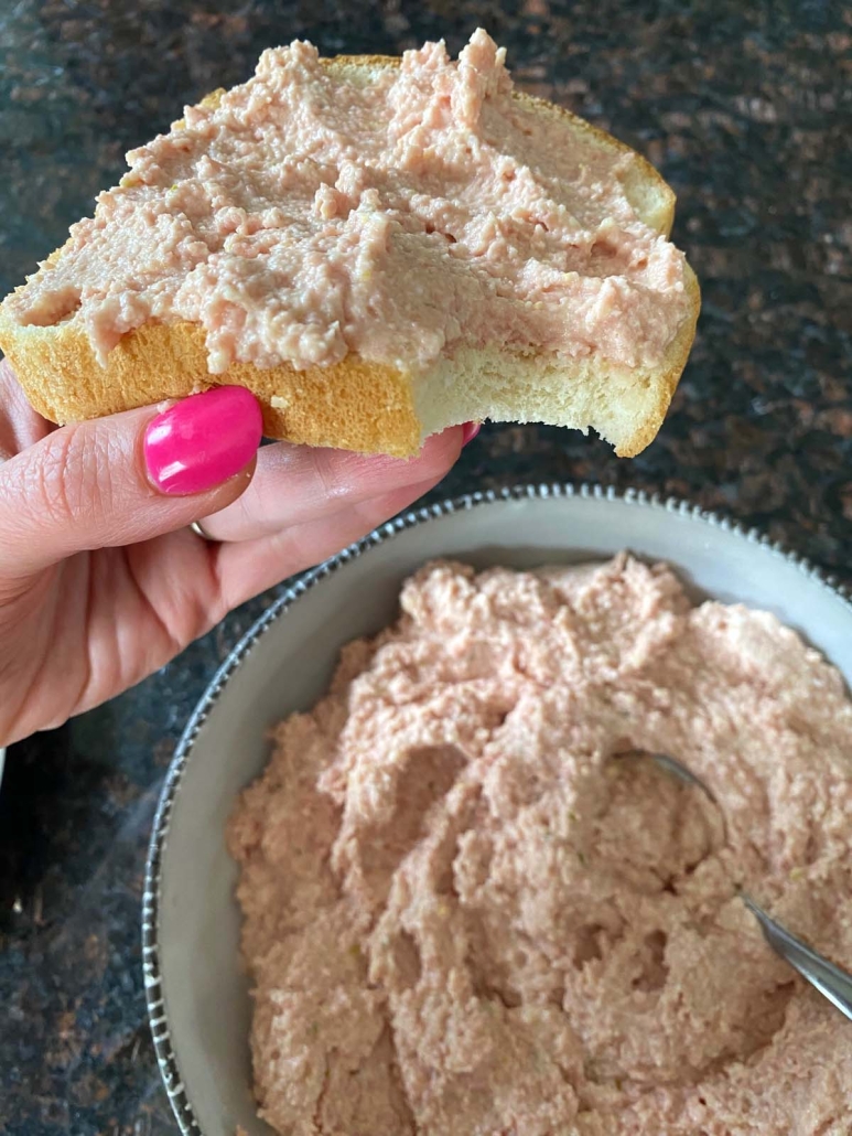 Bologna Salad on a slice of bread