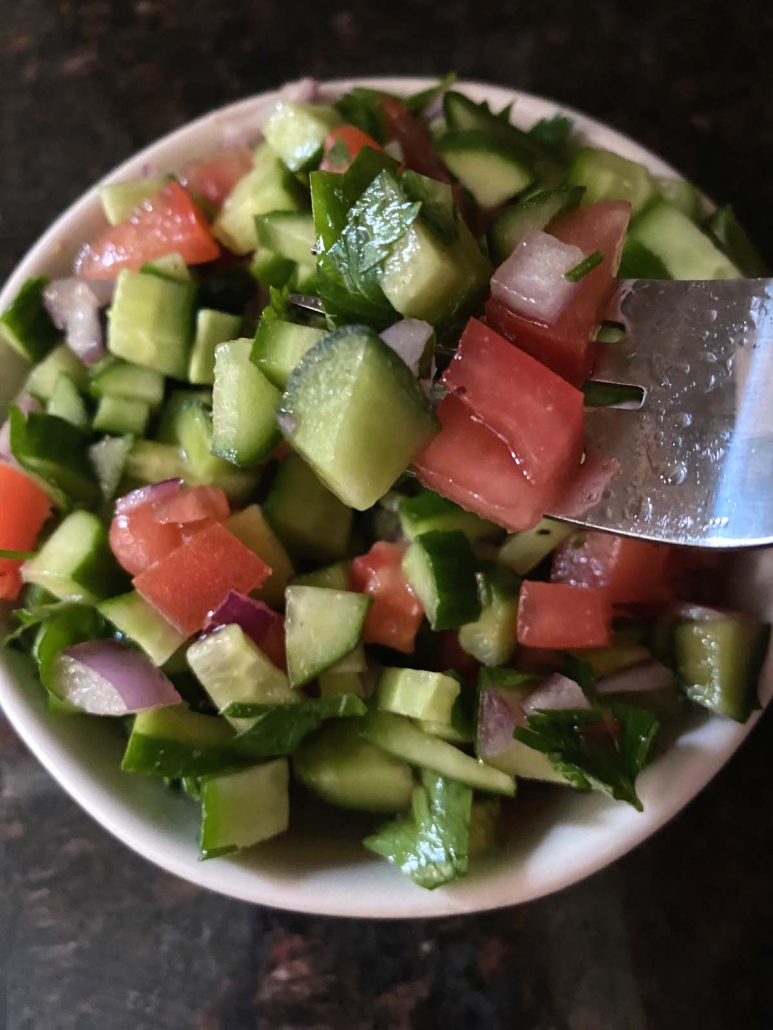 Shirazi Salad in a bowl