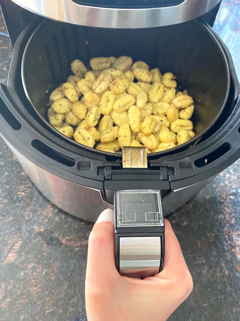 parmesan and Italian seasoning topped Air Fryer Gnocchi