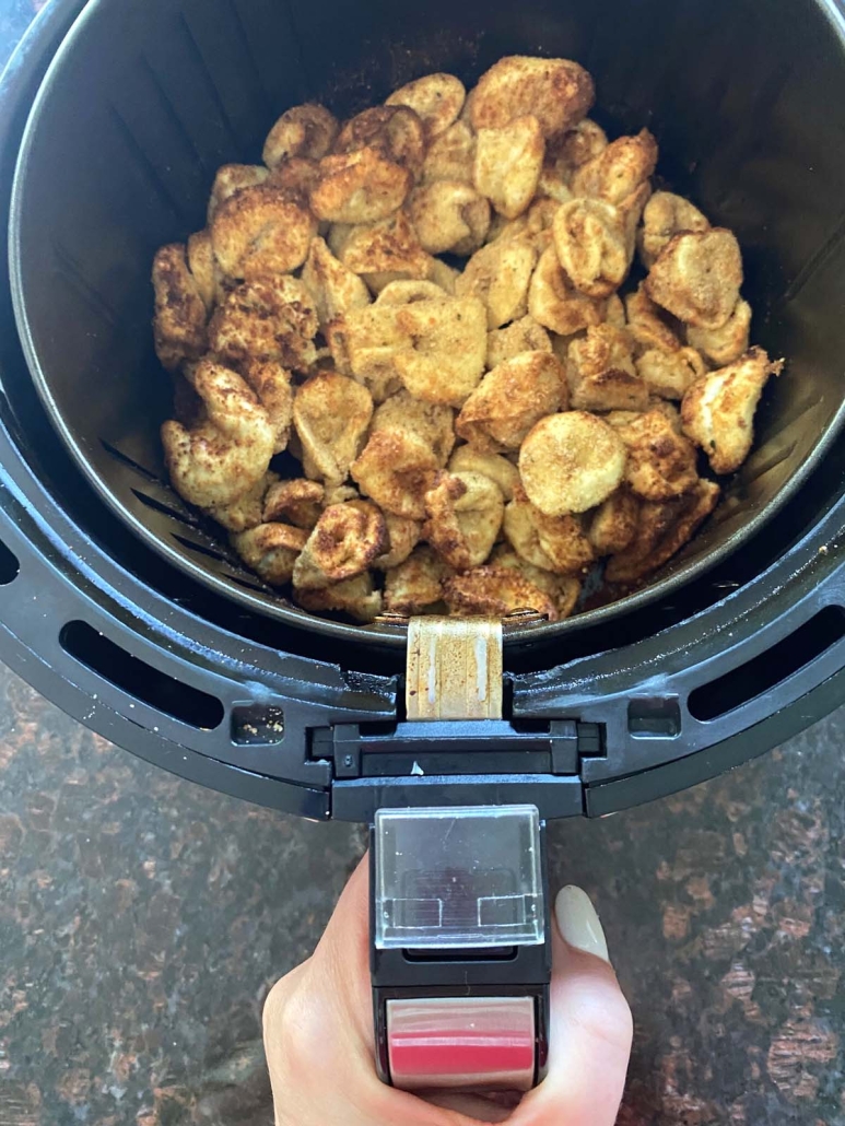 Air Fryer Tortellini in air fryer basket