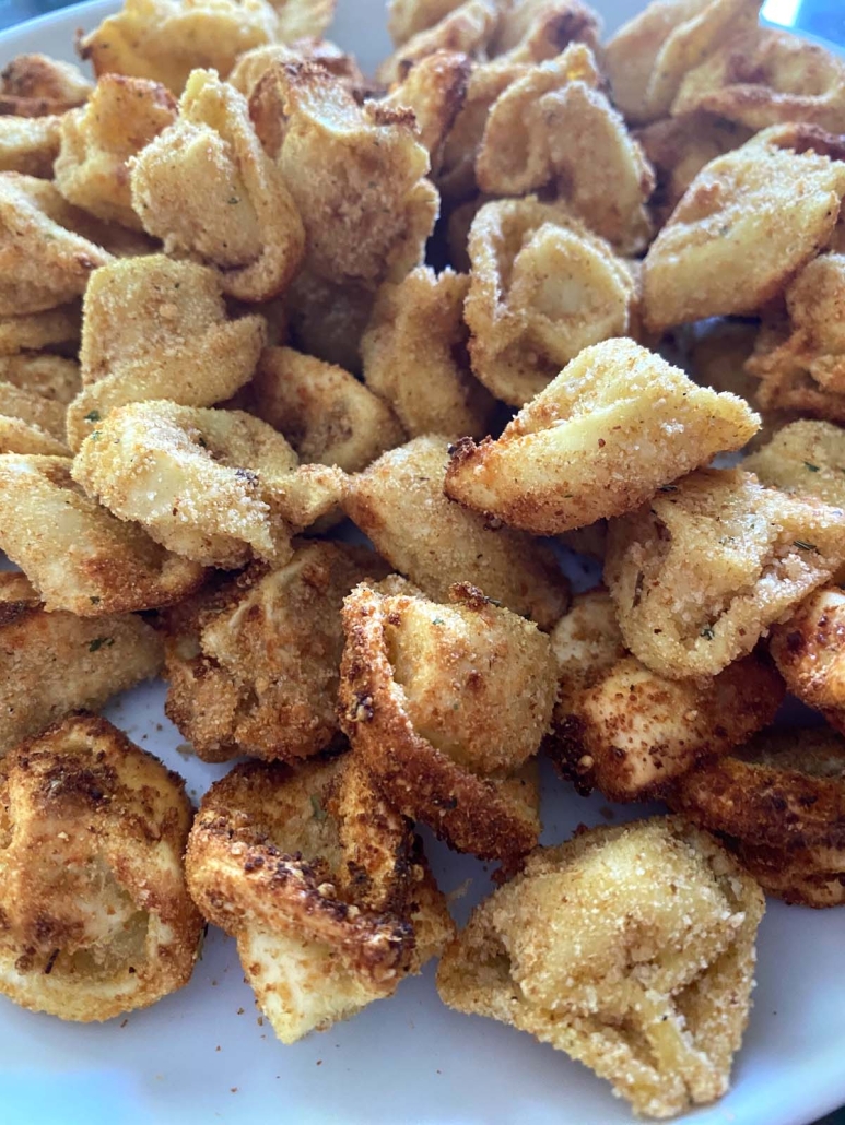 crispy Air Fryer Tortellini on a plate