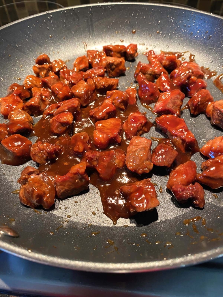 Beef topped with homemade teriyaki sauce