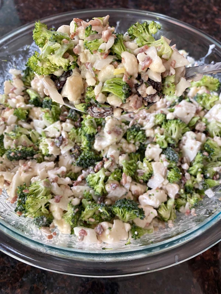 salad bowl with Broccoli Cauliflower Salad