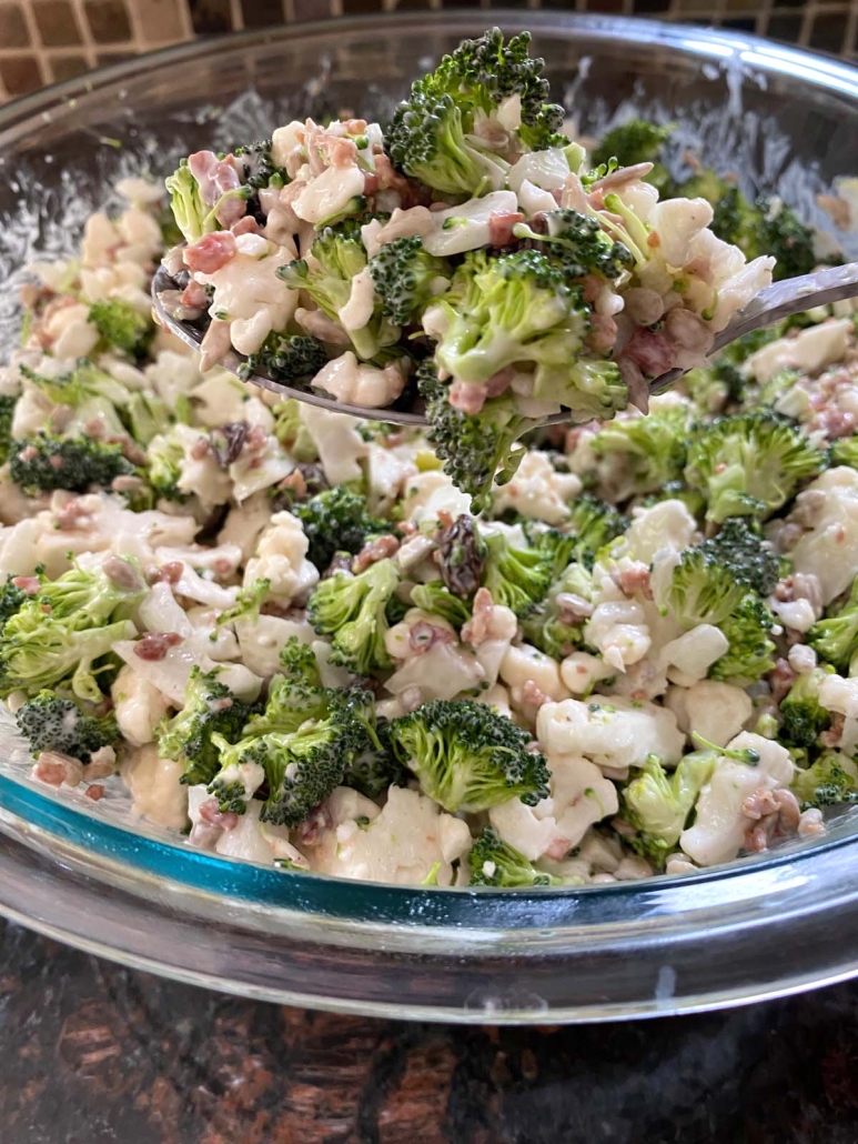 spoonful of easy Broccoli Cauliflower Salad