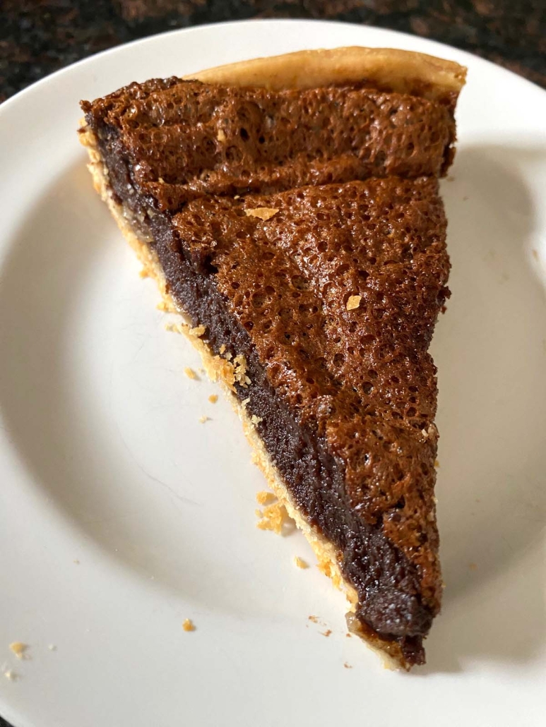 slice of Chocolate Chess Pie on a plate