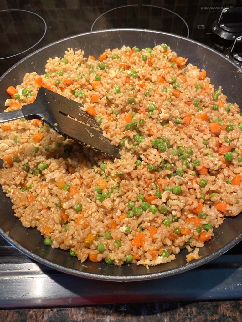 spatula in Fried Brown Rice