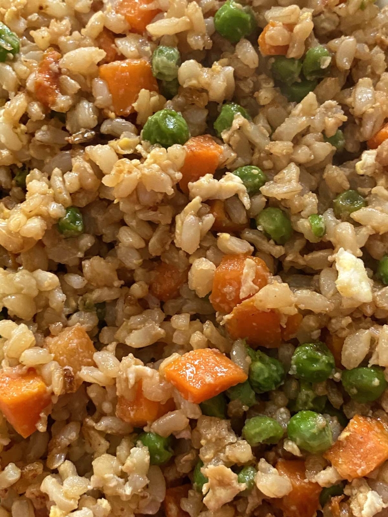 close-up of Fried Brown Rice